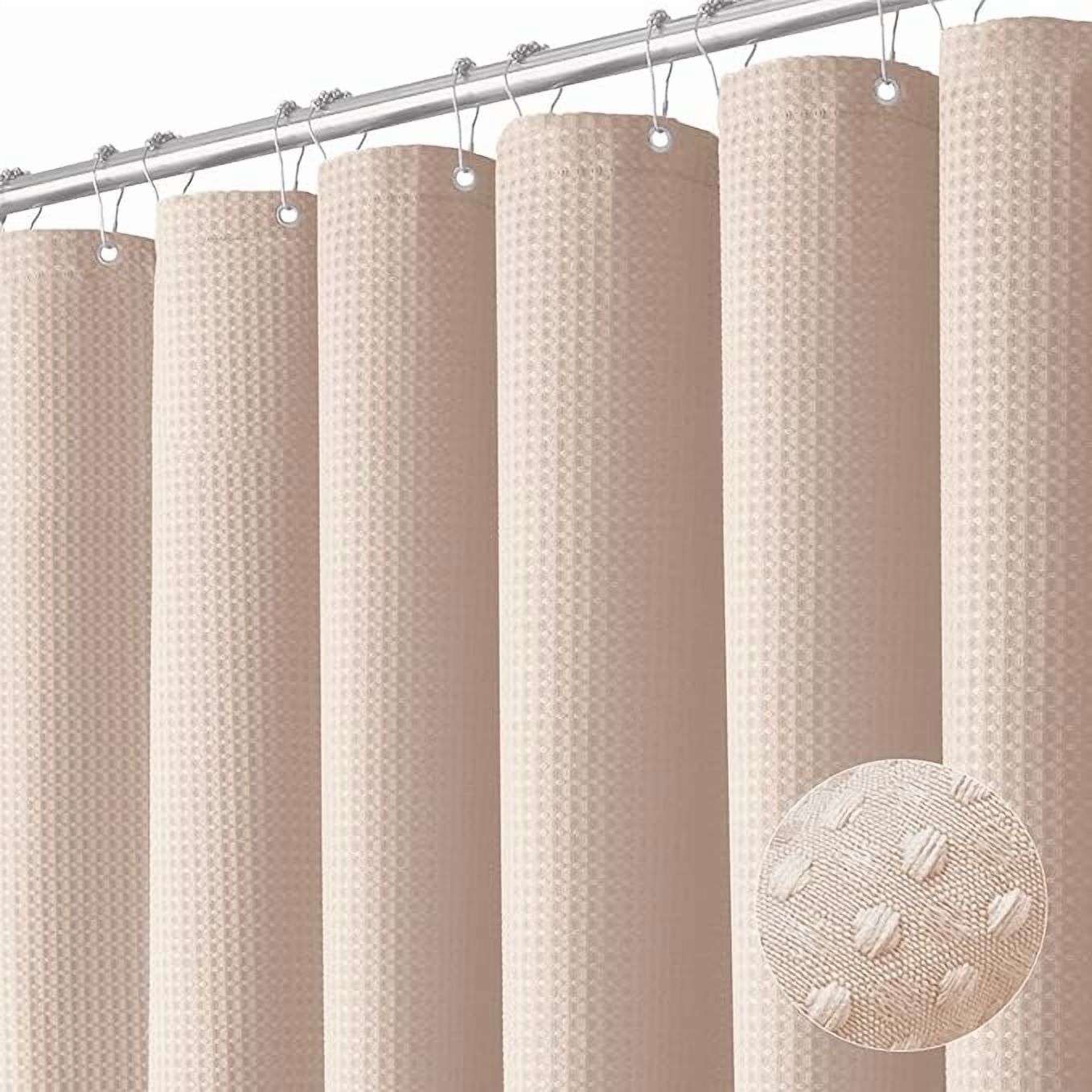 suxuMhao Waffle Pattern Waterproof Shower Curtain,71×71in 1pc Shower Curtain Liner for Bathroom,Shower Liners with 12 Plastic Hooks as a Gift,Stylish Shower Curtains for Bathroom Decor​,Light Pink