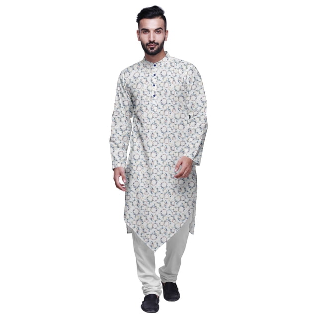 Atasi Cotton Flex Asymmetrical Long Sleeve Kurta For Men Printed Designer Kurta