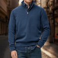 thumbnail image 2 of Migroa Essential Men's Quarter-Zip Sweatshirt -Solid Color Stand-Up Collar Design, Multiple Color Options, Premium Casual Wear Under $20, Navy 3Xl, 2 of 4