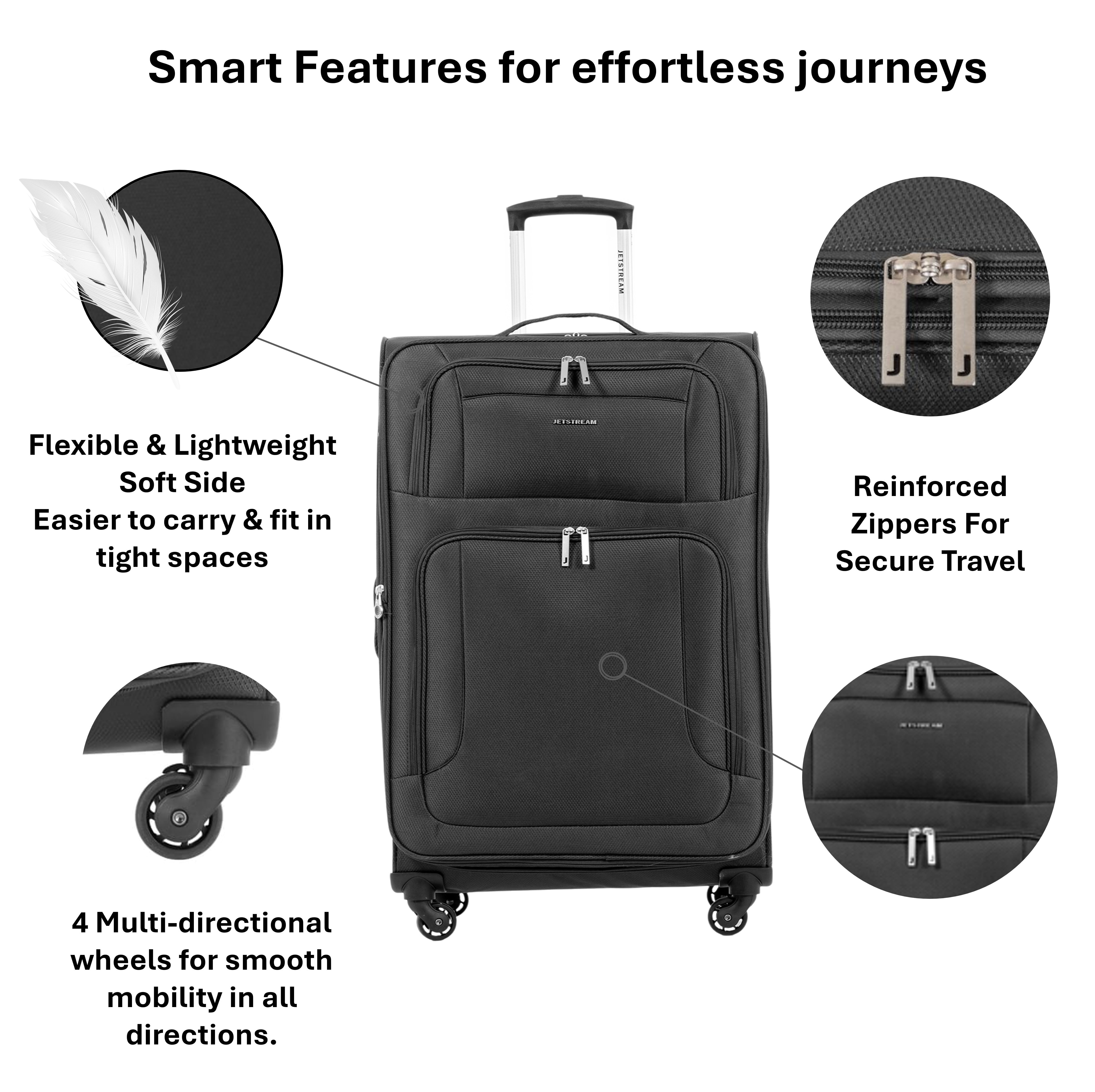 Jetstream Valise Cabine Souple, Valise de Voyage Légère à Roulettes avec Roues Pivotantes