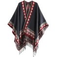 thumbnail image 1 of LinYooLi Poncho Ouvert à Franges pour Femmes, Cardigan, Cape, Couverture pour Fête, Voyage, Bureau, 1 of 6