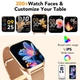 thumbnail image 3 of Montre Intelligente Compatible Android et IPhone, Bracelet d'Activité de 1,85 Pouce, Montre Intelligente pour Femme avec Fonction Appels (Répondre/passer), Plus de 120 Modes Sportifs, Notifications de Messages, Étanche IP68, Couleur Or et Rose (Idéale Cadeau)., 3 of 10