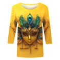 thumbnail image 4 of Penkiiy Blouse de Carnaval pour Femme Mardi Gras Mode Imprimé Décontracté Col Rond Manches 3/4 T-shirt Blouse TG Multicolore, 4 of 5