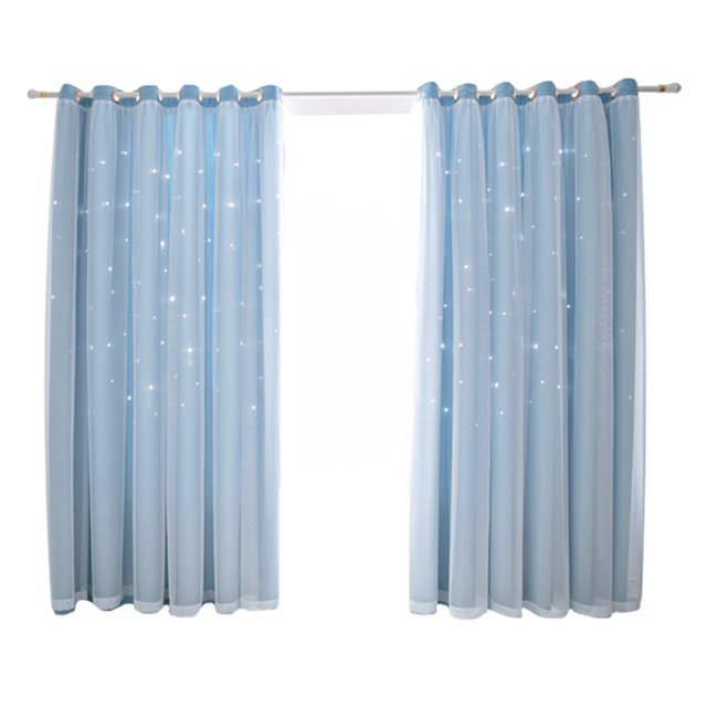 Amdohai 2Pcs Window Curtain Hollowed Out Stars Shading Curtain Drape Purdah