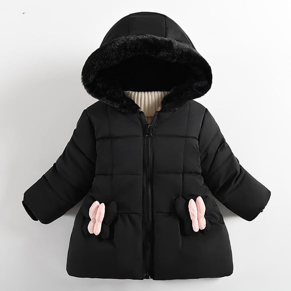 Ndbuld Kids Boy Girl Winter Hooded Puffer Jackets Coats Baby Boy Fleece Jacket Girl Winer Clothes Coat Boys' And Girls' Long-sleeved Warm Children's Hooded Zipper Jacket Black 3 Years