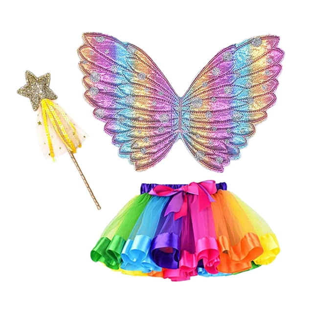 Girls Butterfly Wing Costume Fancy Dress up Fairy Princess for Photo Props Rose Red