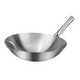 thumbnail image 1 of PENGXIANG 1pc Stainless Steel Single Handle Wok Practical Wok Kitchen Utensil (Silver), 1 of 6