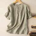 thumbnail image 2 of Timegard Tops for Women Trendy Round Neck Short Sleeve T Shirts Casual Button Solid Color Top, 2 of 3