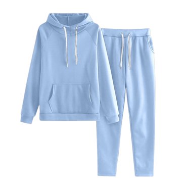 Breezora Sweatshirt and Joggers Set Breathable Cotton Long Sleeve for Children Comfortable Unisex Casual Play Clothes 170 Size Light Blue