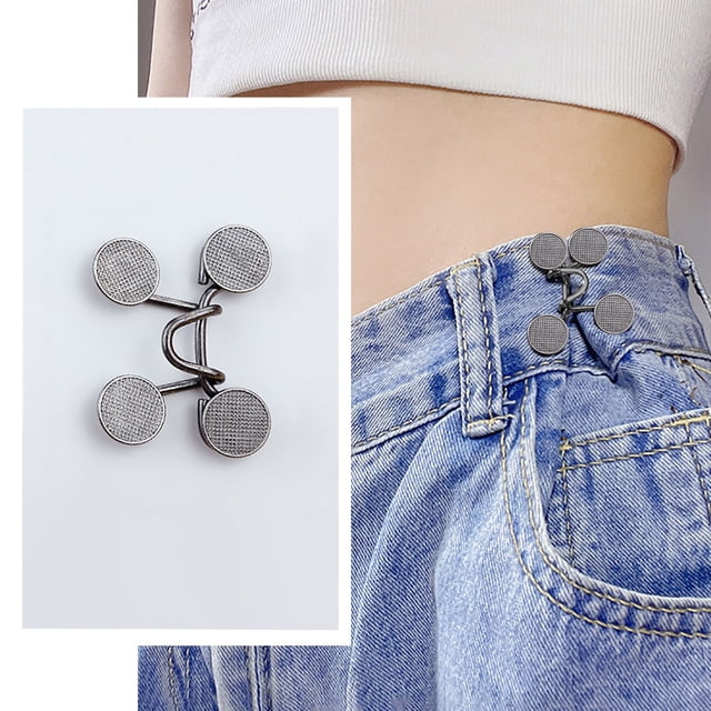 DIY Knitting Project Practical Pant Waist Tightener Button Clip for Jeans No Sewing Easy Install Adjustable Fit Reusable