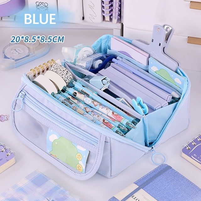 Fiudx Japanese and Korean Style Multi-Layer Cloth Pencil Case Student Stationery Storage Box Pencil Case Crossborder Pen Container