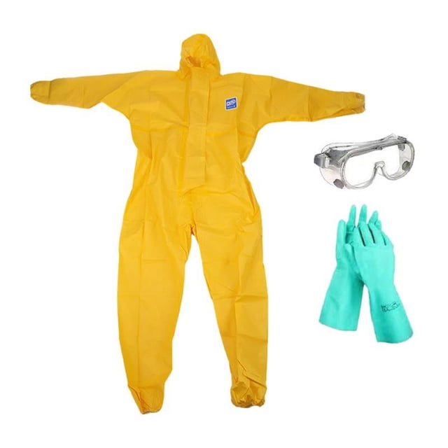 Combinaison de Protection Chimique pour Hommes Imperméable Chevilles Élastiques Combinaisons Confortables L avec Gants