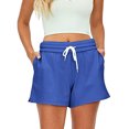 thumbnail image 2 of Wangsaura Women Loose Style Sports Shorts, Solid Color Elastic Waist Sweatpants, 2 of 7