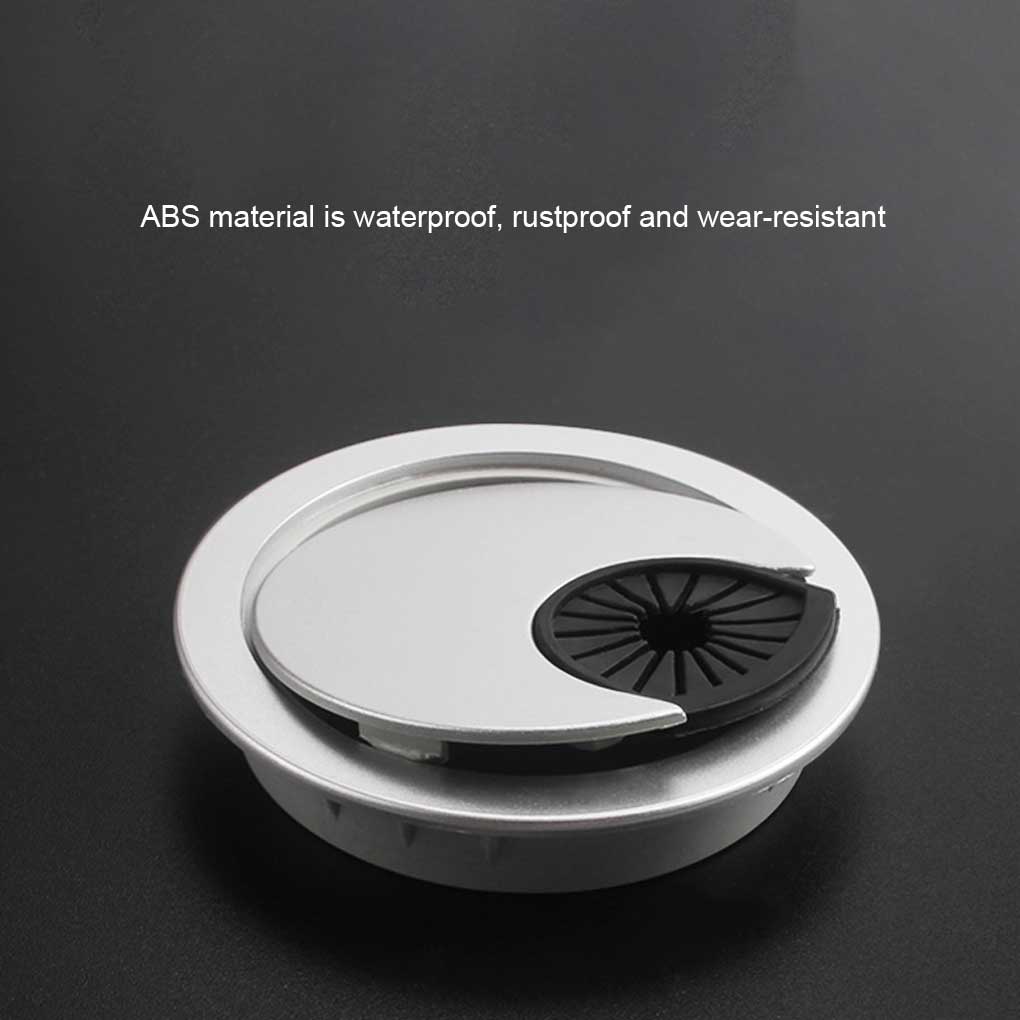 pitrice Desk Hole Cover Waterproof Anti-rust Adjustable Office Table Cable Grommet 60mm Grey White 1Set
