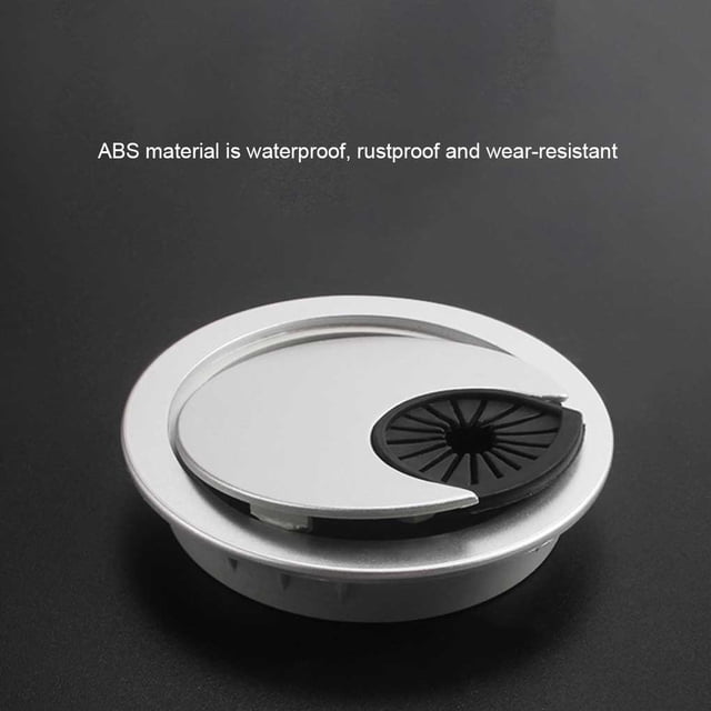 Baohd Desk Hole Cover Round Waterproof Detachable Insulative Round Anti-rust Adjustable Nonslip Desktop Cable Fixing Grommet 50mm Silver 1Set