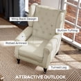 thumbnail image 4 of HOMCOM Button-Tufted Accent Chair with Wing Back Rounded Arms Cream White, 4 of 10