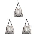 thumbnail image 2 of kurtrusly 1/2/3 Wide Application Convenient And Practical Chain Handbag For Women - Foldable Shoulder Bag Fashion PU Chain Shoulder Bag silvery 3PCS, 2 of 6