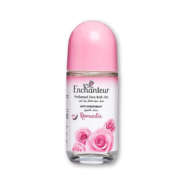 Enchanteur Romantic Roll-On Deodorant for Women, 50ml with Roses & Jasmine Extracts