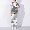 thumbnail image 2 of UPPADA Ensembles de Sarraus pour Femmes en Liquidation Liquidation Sarraus Extensibles Colorés à Col en V Jogger Ensemble d'Uniforme d'Infirmière Hauts de Sarrau à Manches Courtes et Ensemble de Pantalon Long à Jambe Grand avec Poches, Sarraus d'Infirmière, 2 of 3