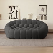 Sodrens 79.53" Bubble Couch,Modern Upholstered Mesh Fabric Lazy Floor Sofa,3D Honeycomb Shape Bubble Sofa Curved Couch for Living Room,Office,Apartment,No-Assembly(Dark Grey,Loveseat)