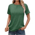 thumbnail image 1 of Timegard Womens Tops Crew Neck Short Sleeve Solid Color Shirts Casual Comfy Tunic Tops Summer Basic Tee, 1 of 7