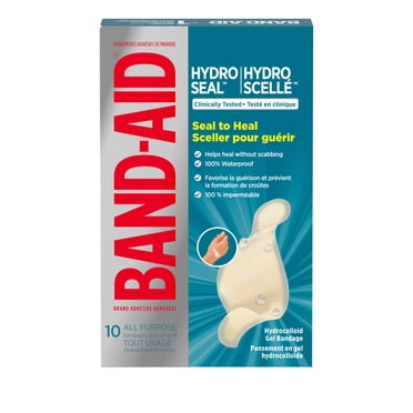 Band-Aid Brand Hydro Seal Hydrocolloid Waterproof Adhesive Bandages, All-Purpose Wound Care, 10 Count