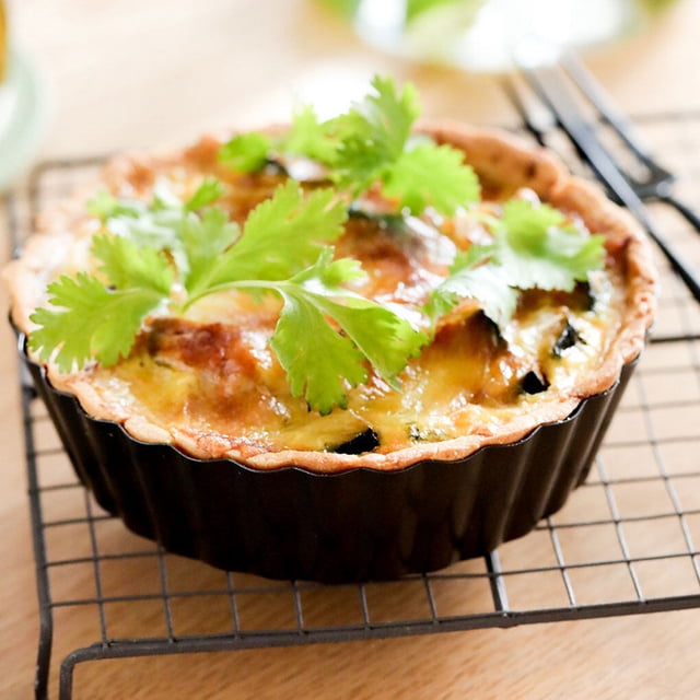 Quiche Pan Removable Bottom Non Stick Cake Mould Carbon Steel Bakeware Kits Baking Accessory Kitchen Supplies Cooking Tools Regular 4 inch