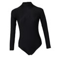 thumbnail image 1 of Maillot de Bain une Pièce pour Femme à Col Roulé, Manches Longues, Fermeture Éclair au Dos, Justaucorps Combinaison 2TG, 1 of 8