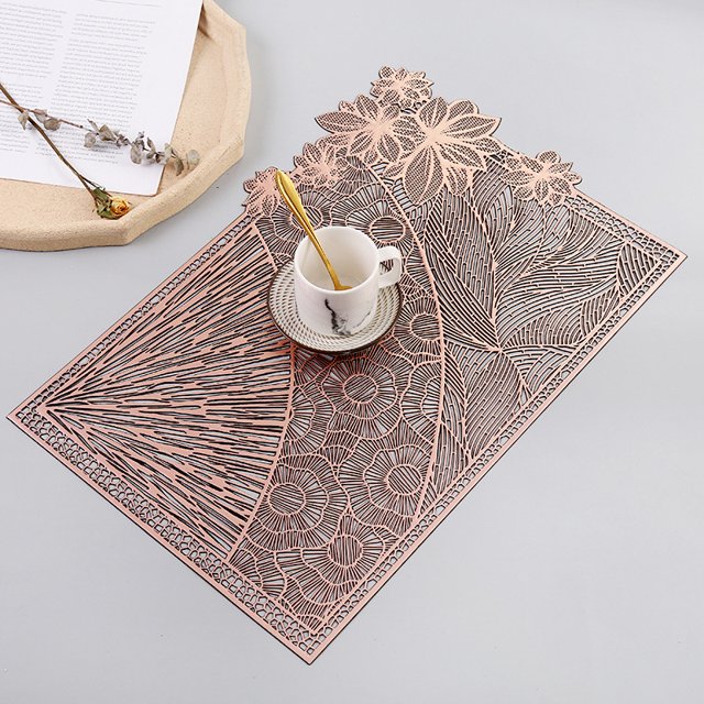 Rectagle Placemats Set of 1 Elegant Fancy Charger for Dining Table Holiday Wedding Decorative Placemats Charger Table Setting Place Mats Kitchen Table Mats Vinyl Placemats for Table Bronze
