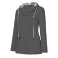 thumbnail image 1 of Kcodviy Women Solid Rain Jacket Den Jacket Outdoor Plus Waterproof Hooded Jacket Womens Fleece Raincoat Windproof, 1 of 2