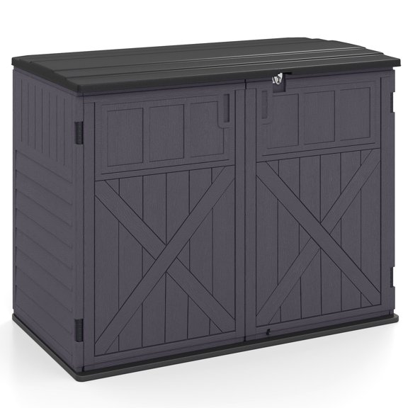Gymax Armoire de Rangement Extérieure Grande de 20 Pi3 avec Tablette Ajustable et Portes Verrouillables Brun