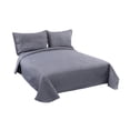thumbnail image 2 of Marina Decoration Solid Embossed Pinsonic Coverlet Bedspread Bedding Ultra Soft Summer Quilt Set with Shams, Grey Color, 2 of 7