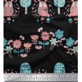 thumbnail image 1 of Soimoi Rayon Crepe Fabric Floral,Tree & Owl Kids Printed Fabric 1 Yard 46 Inch Wide, 1 of 3