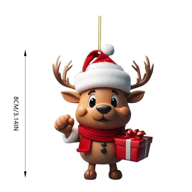 PEONAVET Elk Hanging Sign Acrylic Flat Hanging Cute Christmas Decoration