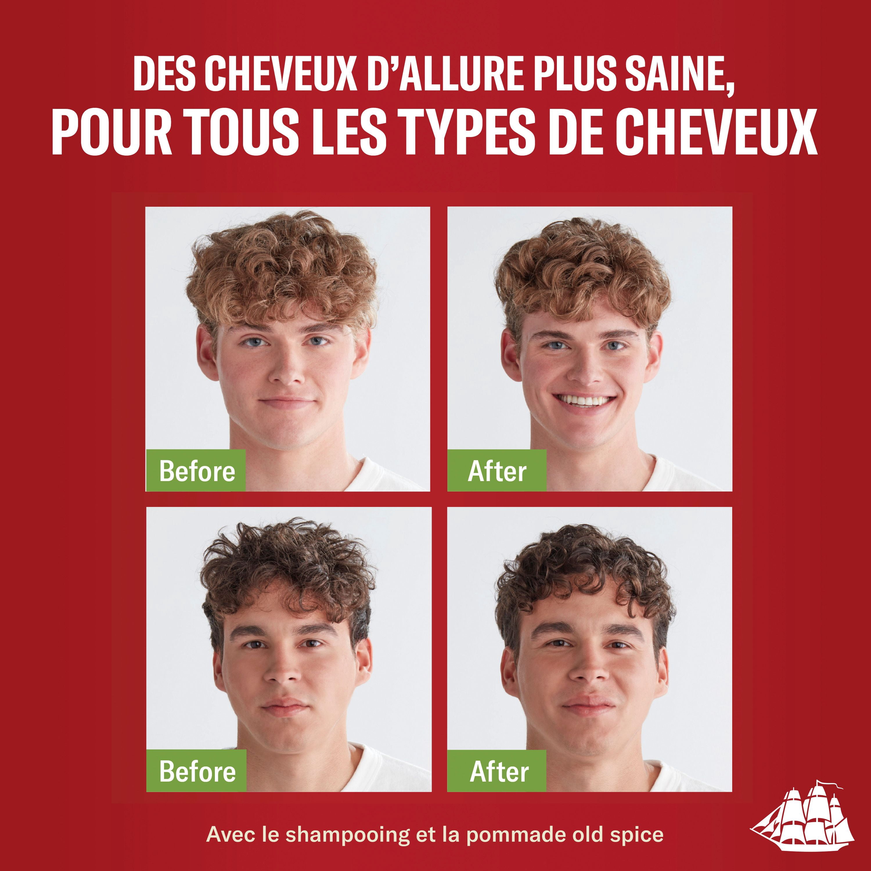 Old Spice Shampooing pour Cheveux Ondulés et Bouclés avec Aloès & Huile d'Avocat