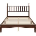 thumbnail image 4 of Jingyu Full Size Wood Platform Bed with Gourd Shaped Headboard, Retro Style Wooden Bed Frame with Slat Support, No Box Spring Required, Classic Platform Bed for Bedroom, Walnut Finish, 4 of 18