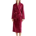 thumbnail image 1 of Womens Soft Warm Robe, Fleece Thick Long Sleeve Bathrobe, Unisex Fall Winter Flannel Pajamas Robes with Pockets L, 1 of 9