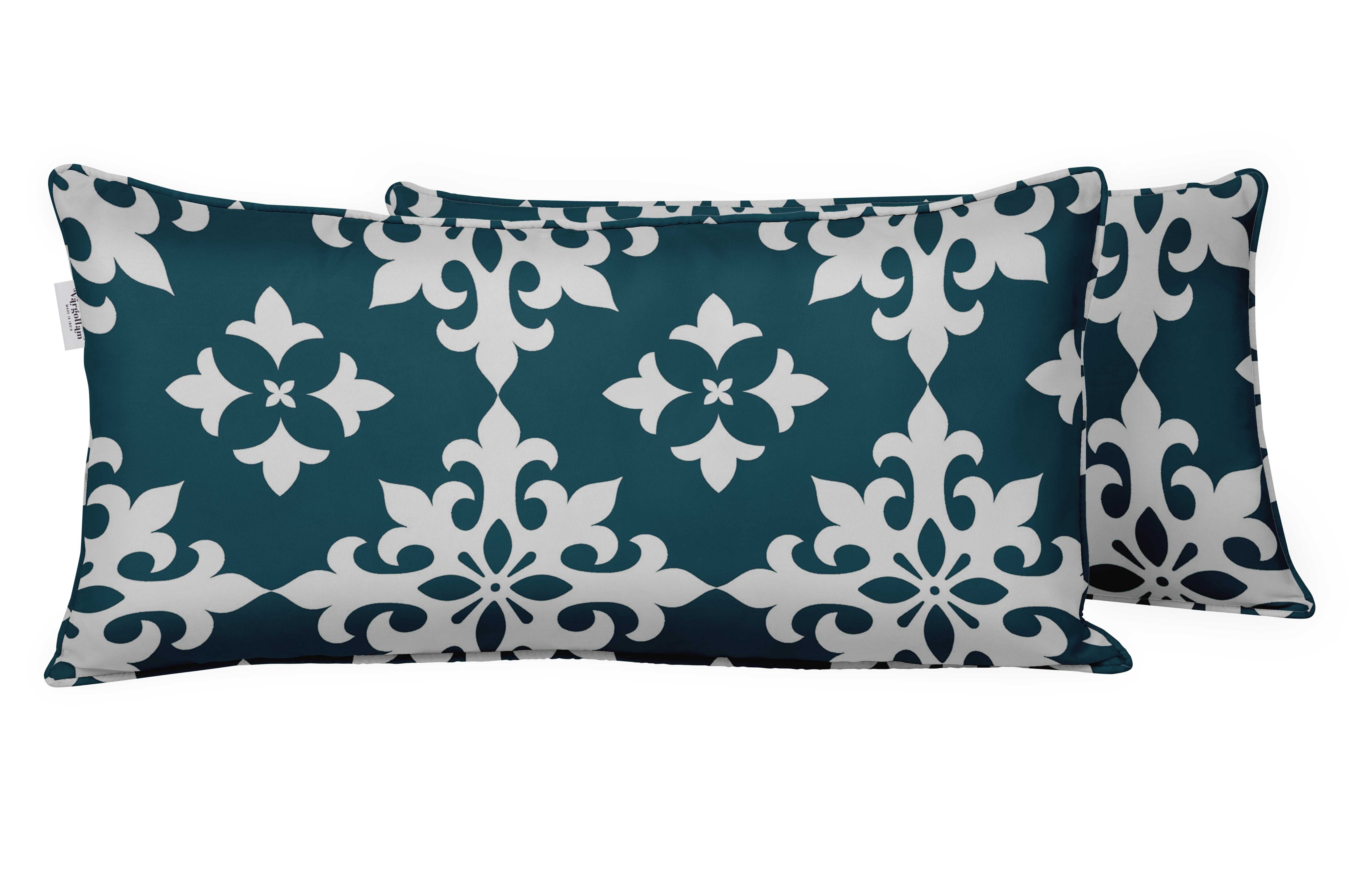 VargottamIndoor/OutdoorPolyester FabricLumbarPillowCover,All-Weather Waterproof Rectangular Cushion Case for Patio Furniture,12" x 24"Set of 2 -Tiles-60