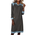 thumbnail image 2 of Mceream Robes Longues pour Femmes Formelles Grande Taille à Blocs de Couleur Robe Patchwork en Denim Printemps Ample Décontractée à Col Midi Robes Chandail Gris TG, 2 of 8