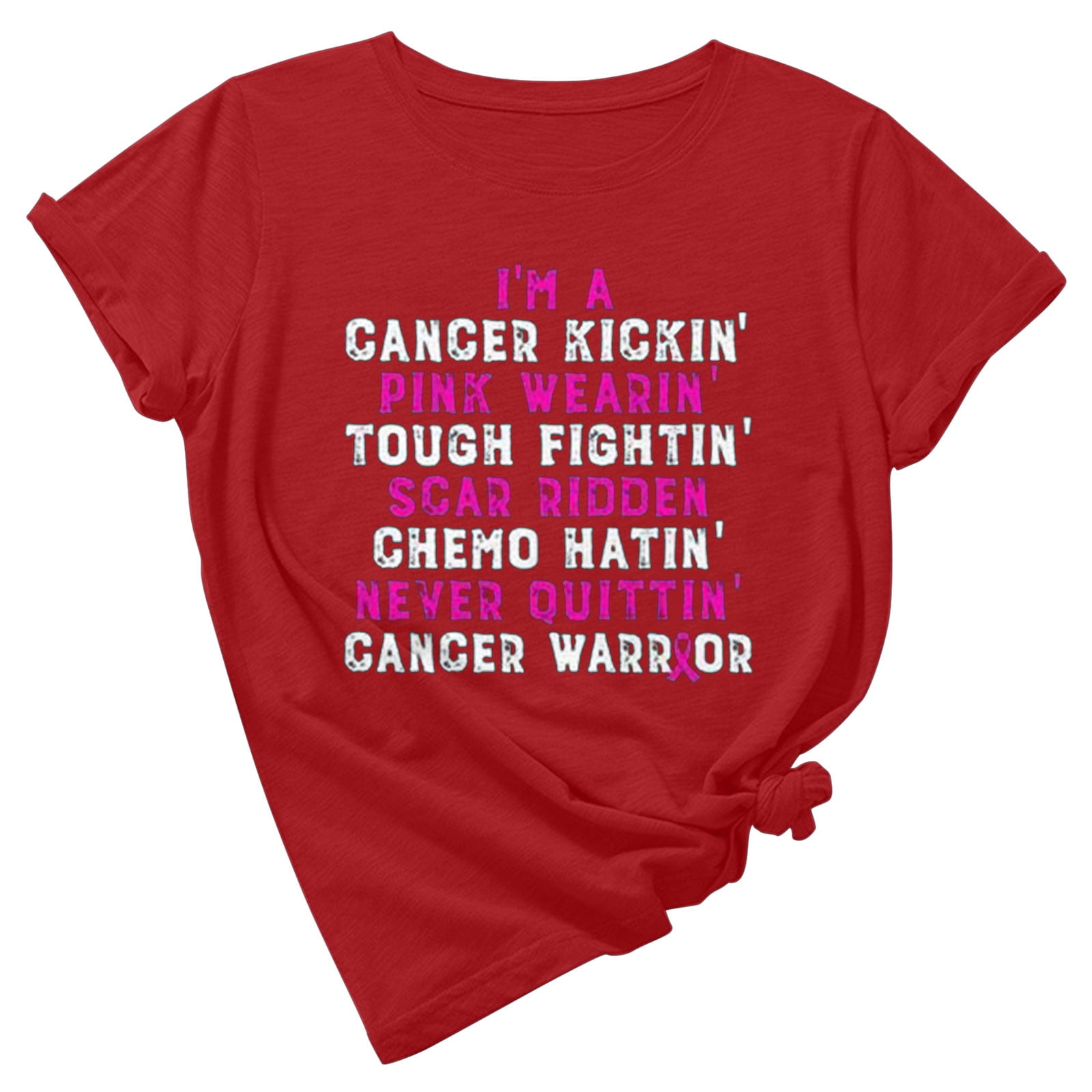 TIMIFIS Breast Cancer Awareness Shirts for Women Work Tops Short Sleeve Out Blouse Breast Awareness Letter Print Shirt T-Shirt Tops In OctoberFall/Winter