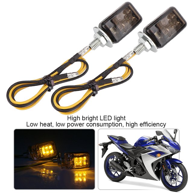 2Pcs Moto Universelle, 2Pcs Moto Universelle Mini Jaune LED Tour Lumière Auto Accessoire Argent Transparent