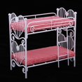 thumbnail image 2 of Mini Metal Crafted Bunk Bed Furniture Model with Plaid Mattress, 2 of 8