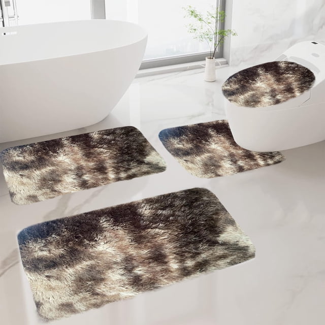 4 Set Bath Mats,Bathroom Rug Sets 4 Piece Non Slip,Universal Soft Comfortable Bathroom Rugs,Water Absorption Non-Slip Thick Machine Washable Easy Dry Plush Bath Rugs for Bathroom Floor,Tub,Shower