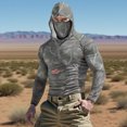 thumbnail image 2 of Chandail à Capuchon Rafraîchissant pour Hommes Unisexe à Imprimé Camouflage, Couvre-Visage et Protection Solaire UPF, Haut à Manches Longues Coupe Raglan avec Tissu Ultraléger Qui Évacue l'Humidité, Capuche Ajustable pour Aventures d'Été Style Décontracté Sportif, 2 of 9