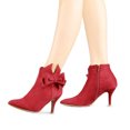 thumbnail image 2 of Unique Bargains Women's Flower Point Toe Size Zipper Stiletto Heel Ankle Boots, 2 of 7