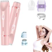 Plothuge Shaver, Plothuge Comfort 2 in 1 Electric Lady Shaver, Dual Headed Women's Electric Shavers, Ipx7 Waterproof Wet and Dry ElectricRazors for Underarms, Legs, Face, Arm (Pink)