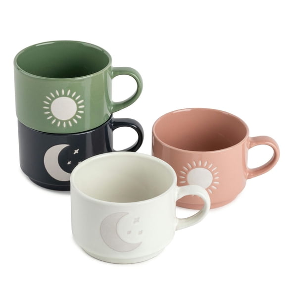 Thyme & Table Lot de 4 tasses à café empilables célestes, 11 fl oz