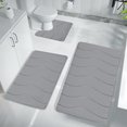 thumbnail image 4 of Vaidha Memory Foam Bath Mat 3 Set Bathroom Rugs For 3 Pcs Toilet Mats Universal Soft Comfortable Water Absorption Non-Slip Thick Machine Washable Easier To Dry Dark, 4 of 6