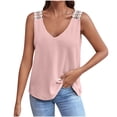 thumbnail image 1 of Birdeem Mode Femmes Décontracté Col en V Sans Manches Dentelle T-Shirt Uni Blouse, 1 of 12
