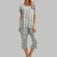 thumbnail image 2 of Ensemble de Pyjama pour Femmes Shorts Femmes Imprimé Col Rond Manches Courtes Chemise de Nuit et Ensembles Pantalon Tenue d'Intérieur Pyjamas avec Poches Hauts à Manches Courtes pour Femmes Ensemble de Pyjama pour Femmes Été, 2 of 8